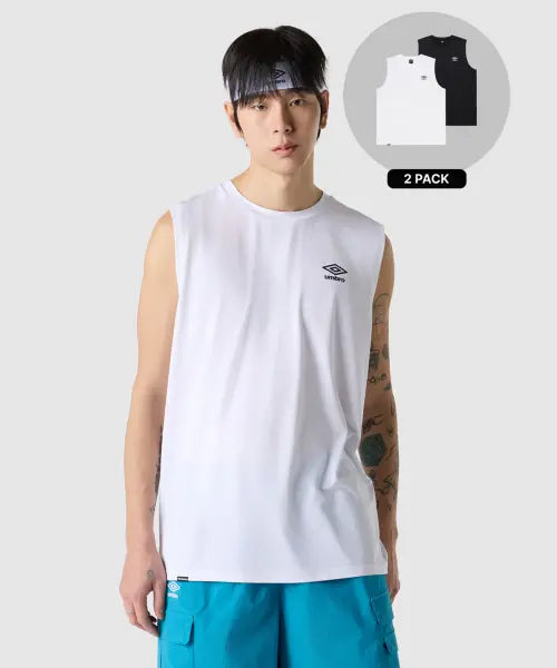[UMBRO] 2-Pack Poly Spandex Sleeveless T-shirt Black / 2PACK 폴리 스판 슬리브리스 티셔츠 블랙 UR211CSL41