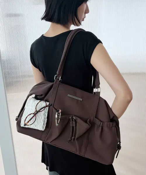 [CHICKS] Swain Volume Draw Shoulder Bag Brown / 스웨인 볼륨 드로우 숄더백 브라운