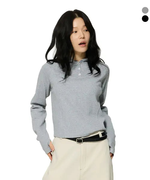 [DISCUS ATHLETIC] Women's Slim Fit Hooded Long Sleeve T-Shirt / 우먼즈 슬림핏 후디드 롱 슬리브 티셔츠
