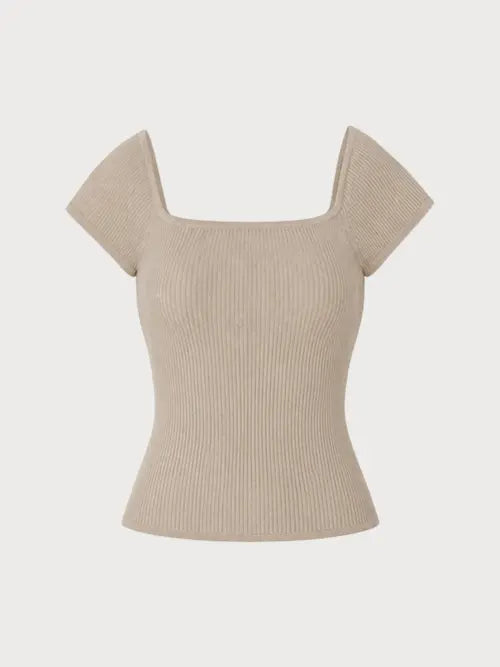 [KINDAME] Square neck ribbed knit / 스퀘어넥 골지 니트