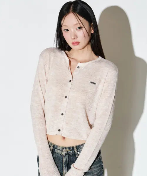 [HELENE PARIS] [Hot Summer] Linen Official See-Through Cardigan [Apple Blossom] / [핫썸머] 린넨 오피셜 시스루 가디건 [애플 블러썸]