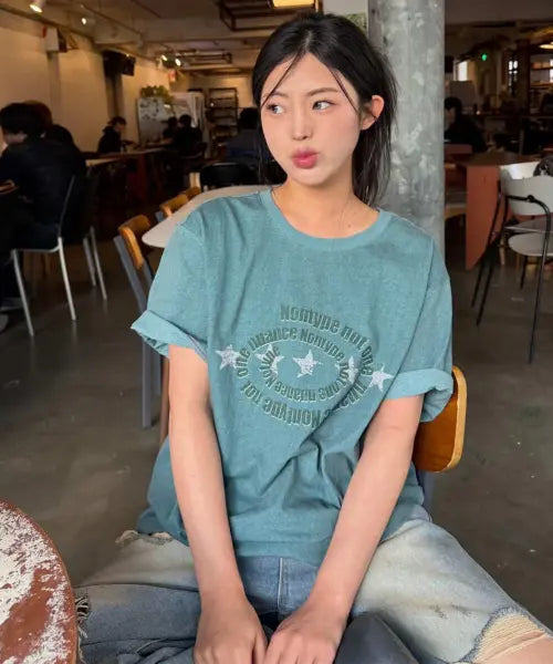 [NONTYPE] Vintage Star Semi Cropped Tee (Dark Mint)