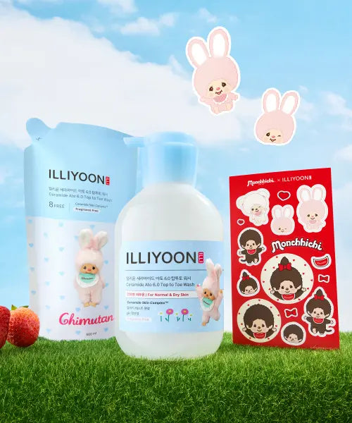 [ILLIYOON] Monchhichi Ceramides Ato 6.0 Top-to-Toe Wash 500ml + Refill + Monchhichi Illustration Sticker / [몬치치] 세라마이드 아토 6.0 탑투토워시 500ml+리필+ 몬치치 일러스트 스티커