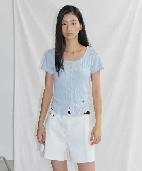 [CITYBREEZE] SQUARE NECK SHORT SLEEVE KNIT CARDIGAN_4COLORS / 스퀘어넥 반팔 니트 가디건_4COLORS
