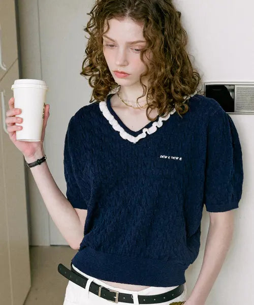 [DEWEDEWE] SUMMER V KNIT_NAVY / 썸머 브이 니트_네이비