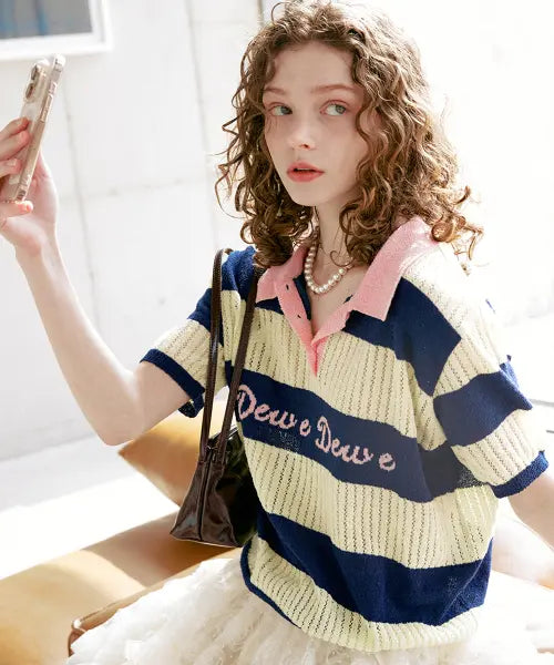 [DEWEDEWE] SUMMER RUGBY KNIT_BLUE / 썸머 럭비 니트_블루