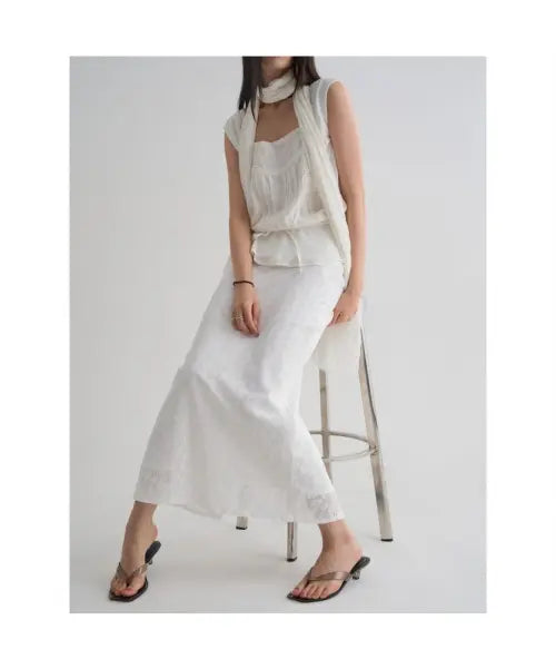 [8SECONDS] Lace Maxi Skirt - White / 레이스 맥시 스커트  화이트