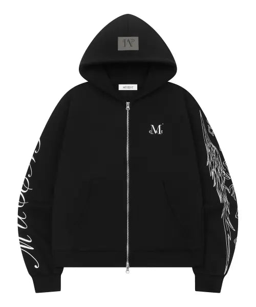 [MUCENT] POZEN MIX LETTERING HOOD ZIP-UP UNISEX / 포즌 믹스 레터링 후드집업 남녀공용