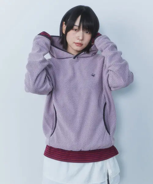 [CGP] Zigzag Fleece Hoodie - Light Pink / 지그재그 플리스 후디-라이트 핑크