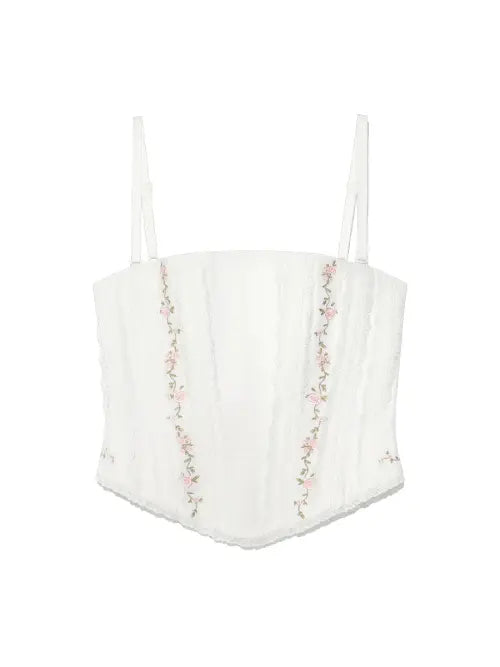 [GLOWNY] LACE ROSE CORSET TOP (WHITE)