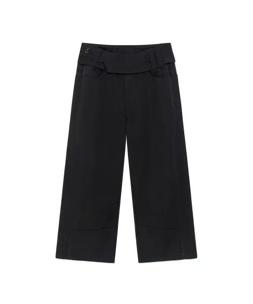 [THE COLDEST MOMENT] TCM belted check panel pants (black)