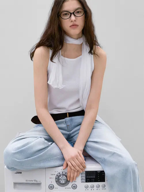 [ATELIER NAIN] CURVED BALLON ICE DENIM PANTS (PT-5766)