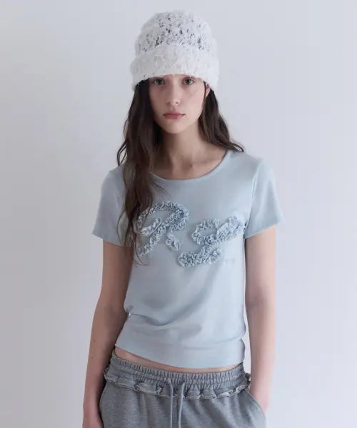 [ROLAROLA] ROLA LETTERING FRILL T-SHIRT SKY