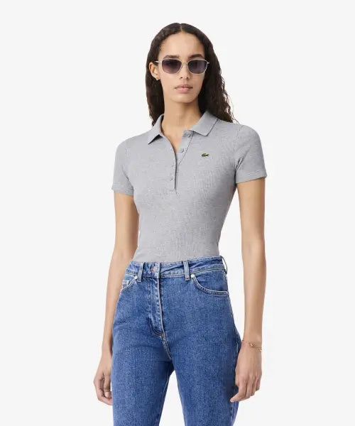 [LACOSTE] Women's Slim Fit Ribbed Polo Shirt DF5377-56G CCA / 여성 슬림핏 립조직 폴로 셔츠 DF5377-56G CCA
