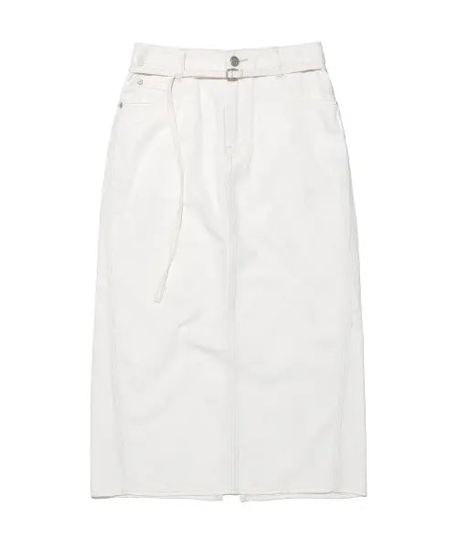 [LEE] Women's Linen Midi Denim Skirt Ecru / 우먼 린넨 미디 데님 스커트 에크루
