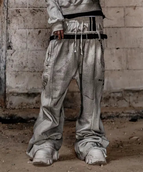 [ROARINGRAD] Dirty Double Waist Sweatpants Oatmeal / 더티 더블 웨이스트 스웻 팬츠 오트밀