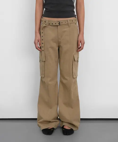 [SANDRIC] Wide Bootcut Cotton Pants_Beige