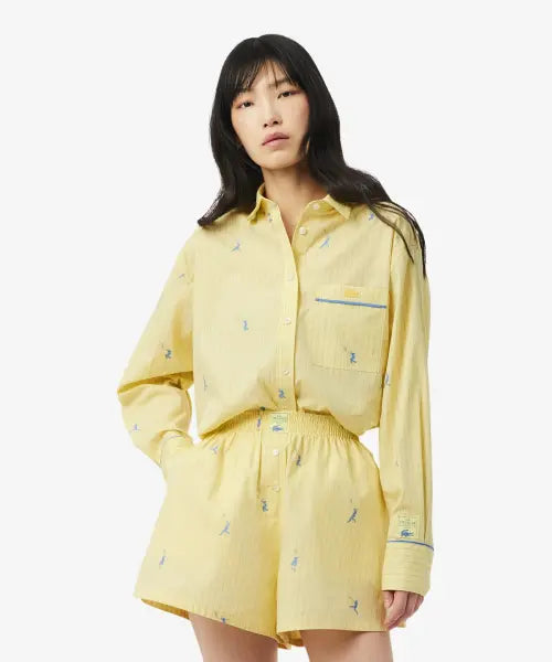 [LACOSTE] Women's Embroidered Stripe Shirt CF0586-56G 2IA / 여성 자수 포인트 스트라이프 셔츠 CF0586-56G 2IA