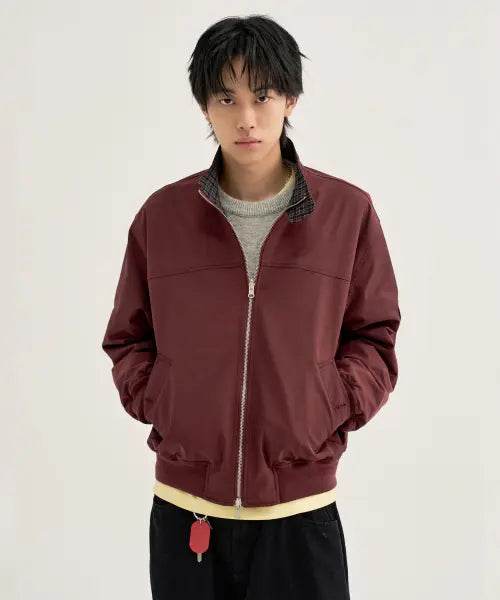 [KIIMUIR] Reversible Check Harrington Jacket - Burgundy / 리버시블 체크 헤링턴 점퍼_버건디