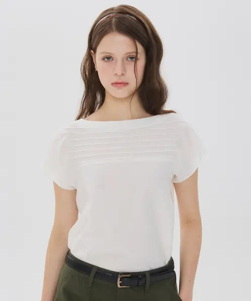 [NEW LOOKY] Pintuck blouse_Ivory