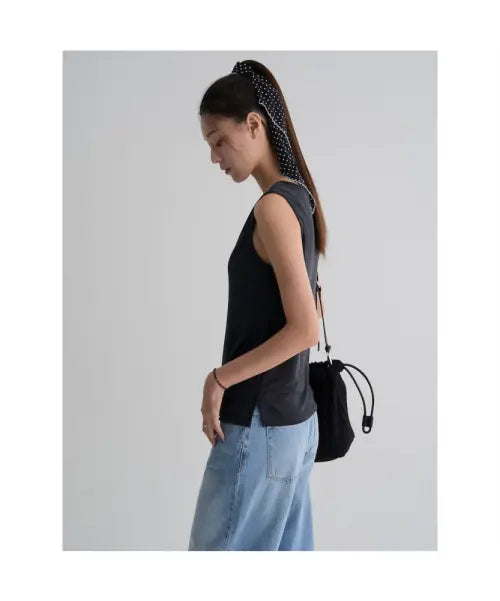 [8SECONDS] Modal Sandwashed Sleeveless Top - Black / 모달 샌드워싱 슬리브리스  블랙