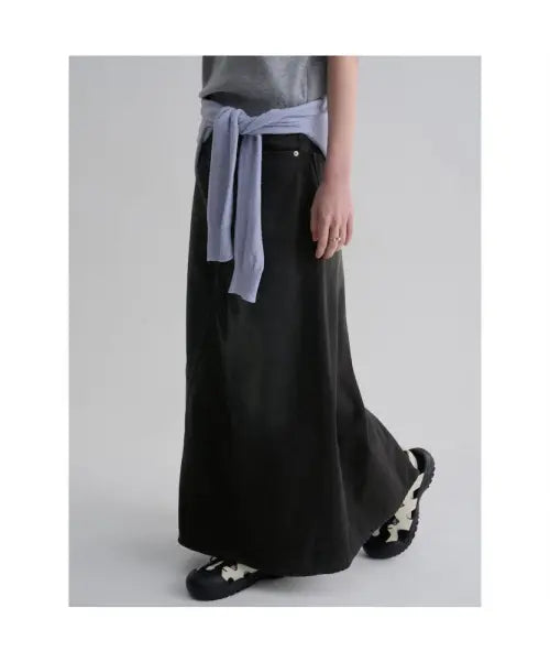 [8SECONDS] Tencel Blended Denim Maxi Skirt - Ash / 텐셀블렌디드 데님 맥시스커트  애쉬