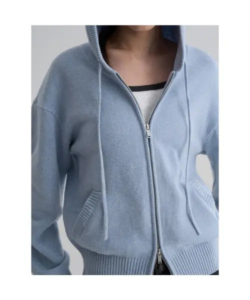 [8SECONDS] Setup Hood Zip-up Cardigan - Sky Blue / 셋업 후드 집업카디건  스카이 블루