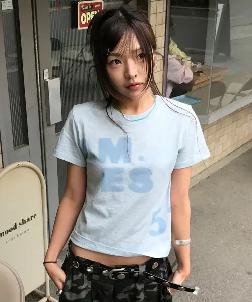 [AMES-WORLDWIDE] SPRAY 52 TYPO TEE BLUE