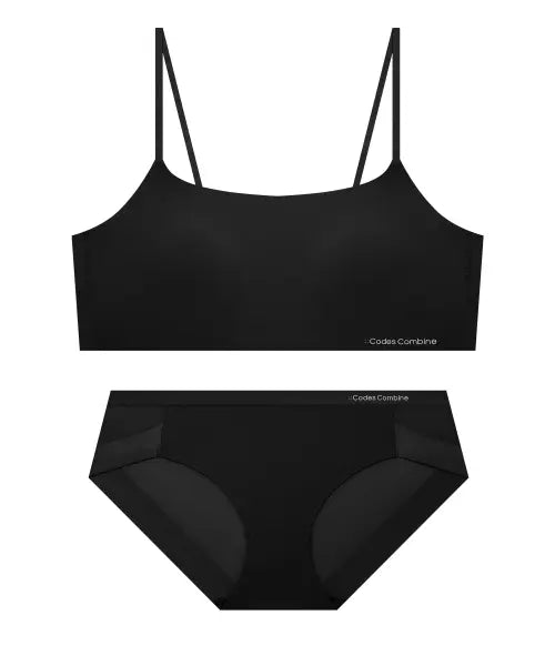 [CODES COMBINE INNERWEAR] Coolwave Tube Top Hem Panty Set_Black / 쿨웨이브 튜브탑 햄팬티 세트_블랙