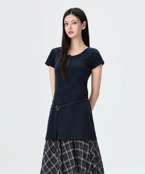 [MIXXO] Short Sleeve Mini Dress / 반팔 미니 원피스_MIWOWG712G