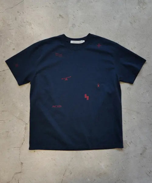 [SLOWACID] WASHED STAMP T-SHIRT [NAVY] / 워시드 스탬프 반팔 티셔츠 [네이비]