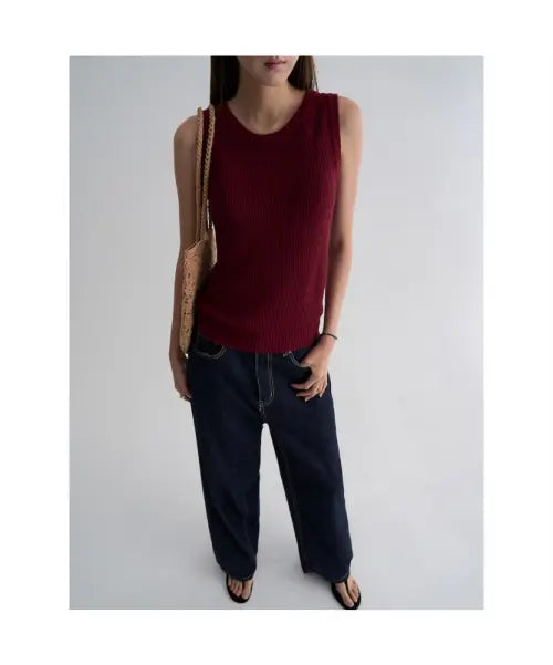 [8SECONDS] Linen Blend Sleeveless Top - Wine / 린넨혼방 슬리브리스  와인