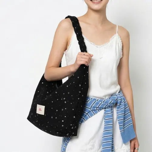 [FLUIT STUDIO] Sparkling Silver Star Square Scrunchie Shoulder Cross Bag / 별빛 은색 별 사각 곱창 숄더크로스백