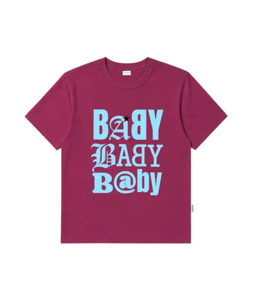 [ESCAPEFROM] Baby Print Oversized Short Sleeve T-Shirt Magenta / BABY 프린트 오버핏 반팔티 마젠타