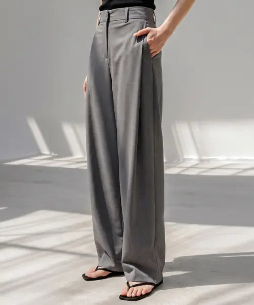 [FRENCHCHIC] Bell Epoch Folding Pintuck Wide Slacks / [클래식ver.] [인생360] [3단기장]벨에포크 폴딩핀턱 와이드 슬랙스_F6H448SL