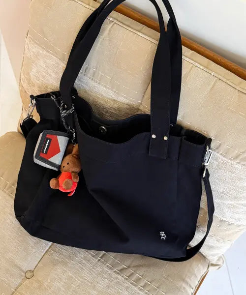 [SCOUPE] Canvas 2-Way Shoulder Bag_Black / 캔버스 2웨이 숄더백_블랙