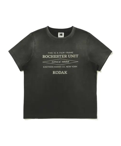 [KODAK] Flash Blow Washing Short Sleeve T-shirt - Charcoal / 플래시 블러워싱 반팔 티셔츠 우먼 CHARCOAL