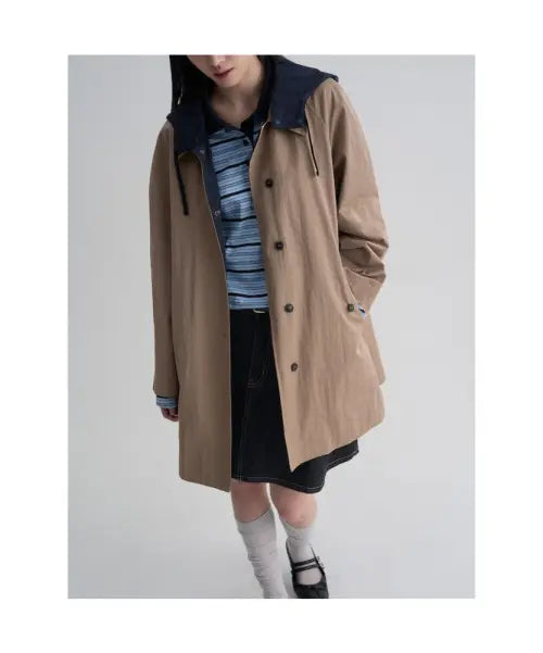 [8SECONDS] Half Trench Hooded Coat - Beige / 하프 트렌치 후드 코트  베이지