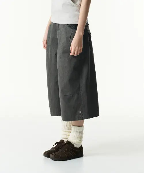 [THE COLDEST MOMENT] TCM pin stripe stitch half pants (charcoal)