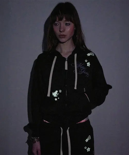 [SCULPTOR] Glow In The Dark Zip-Up Hoodie Black