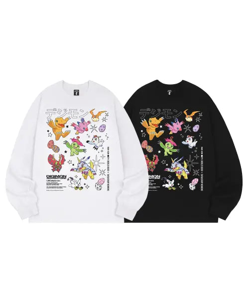 [ODDSTUDIO] Digimon Adventure Rookie Stage Digimon Long Sleeve T-Shirt - Color Version / [디지몬 어드벤처] Rookie Stage Digimon Long Sleeve _Color ver. - 2COLOR