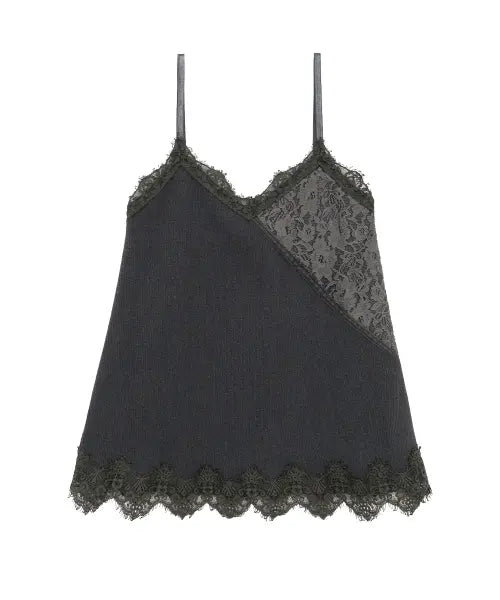 [HETIT] Cotton Long Lace Slip (Charcoal) / 코튼 롱 레이스 슬립 (차콜)