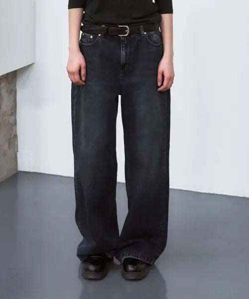 [SIS A] USUAL MID-RISE WIDE DENIM PANTS / DUSTY BLUE / 유주얼 미드라이즈 와이드 데님 팬츠 [dusty blue]