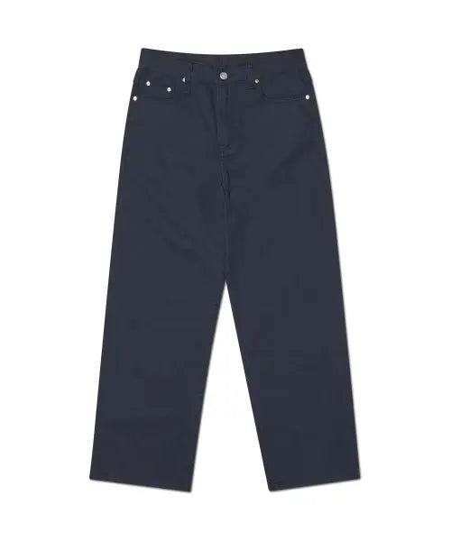 [NOMANUAL] STRAIGHT WIDE COTTON PANTS - NAVY