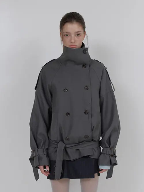 [ASURA] AUTHENTIC TRENCH JACKET (CHARCOAL)