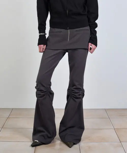 [NACHE] EXPOSURE ZIP SWEAT SKIRT PANTS CHARCOAL