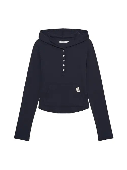 [GLOWNY] G FINE BUTTON HOODIE (NAVY)