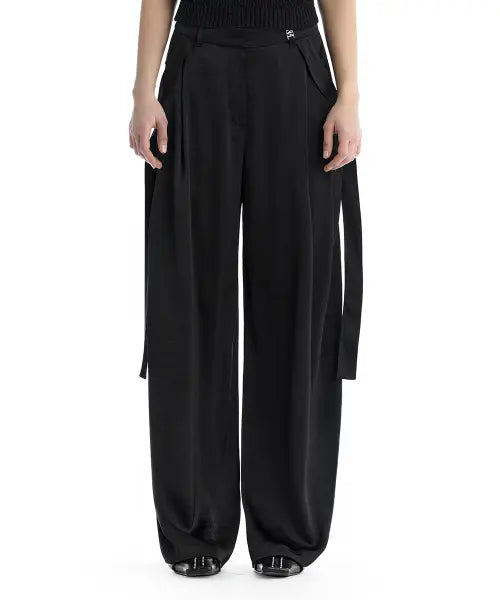 [TREEMINGBIRD] Draped Strap Set-Up Slacks [ Black ]