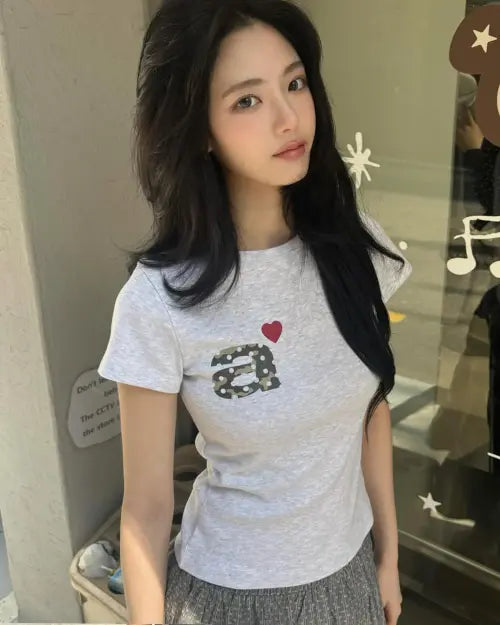 [AEAE] DOT SMALL LETTER TEE [LIGHT GREY/CAMO]