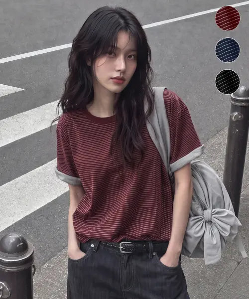 [FILLUMINATE] Daily Roll-Up Layered ST Crop T-Shirt-3Color / 데일리 롤업 레이어드 ST 크롭 티셔츠-3Color